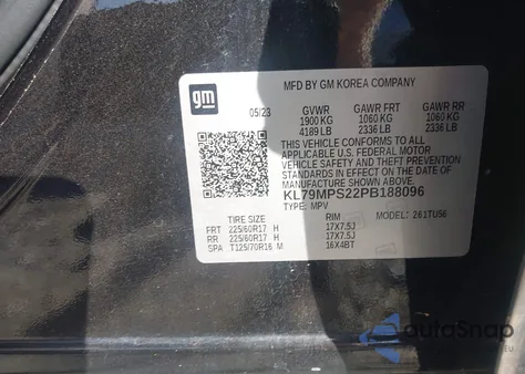 2023 Chevrolet Trailblazer Fwd Lt from USA, damaged, VIN KL79MPS22PB188096